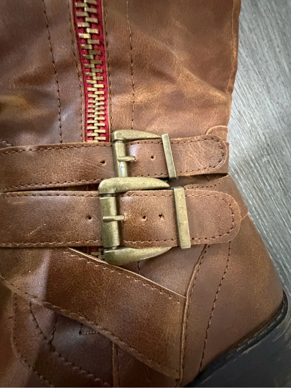 Madden Girl “Christy” Brown Mid-Calf Buckle Riding Boots